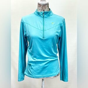 NIKE Aqua blue 1/4 zip long‎ sleeve pullover top size M